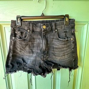 Curvy Black Ripped Shorts American Eagle